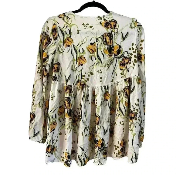 Free People Floral Bella Tunic Top Bell Sleeves Oversized Boho Size Small - Picture 3 of 6